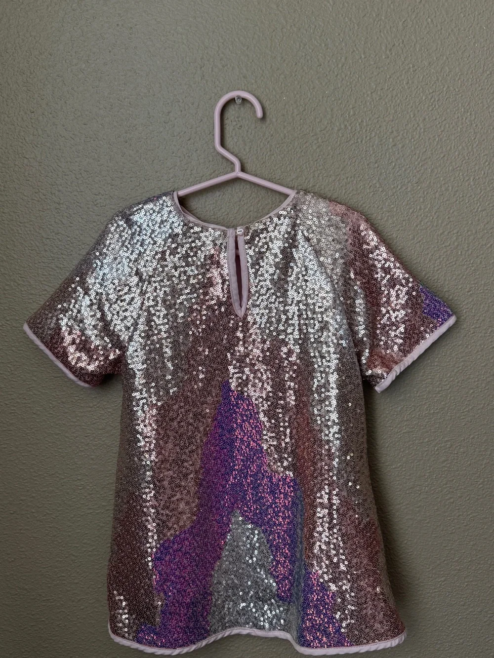 H&M Girls Sequin Short-Sleeve dress in Silver, Pink and Purple